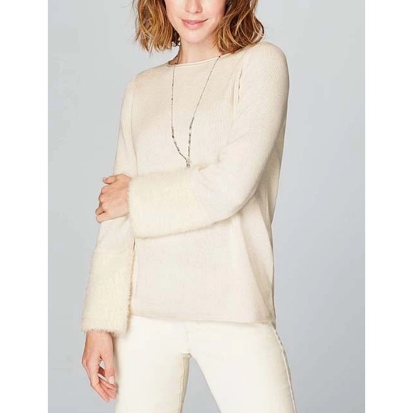 J Jill Cream Textured Sweater Fuzzy Bell Sleeve XL Coastal Grandmother Cozy - Picture 5 of 10